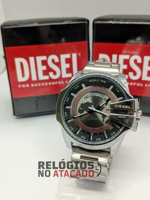 Diesel 10Bar world Pulseira de aço Prata