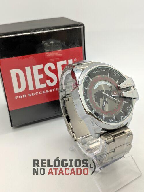 Diesel 10Bar world Pulseira de aço Prata
