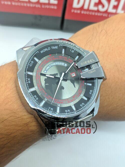 Diesel 10Bar world Pulseira de aço Prata