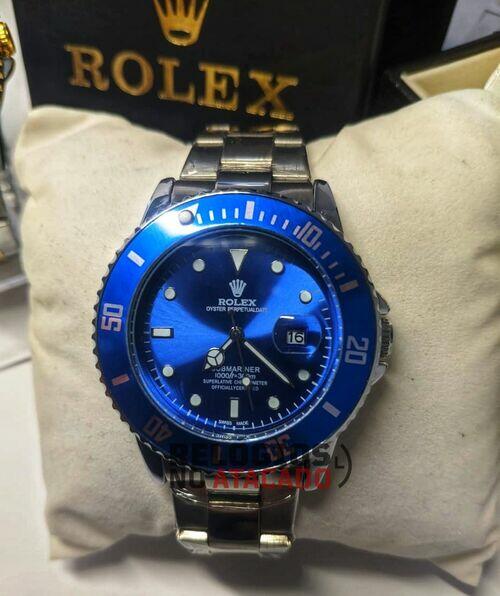 Rolex Submariner Prata/Azul linha Gold c/ caixa premium