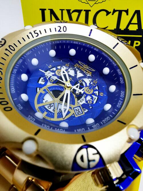 Relógio Masculino Invicta Venon Hybrid Skeleton Dourado/Azul Resistente a água - Com Caixa Premium