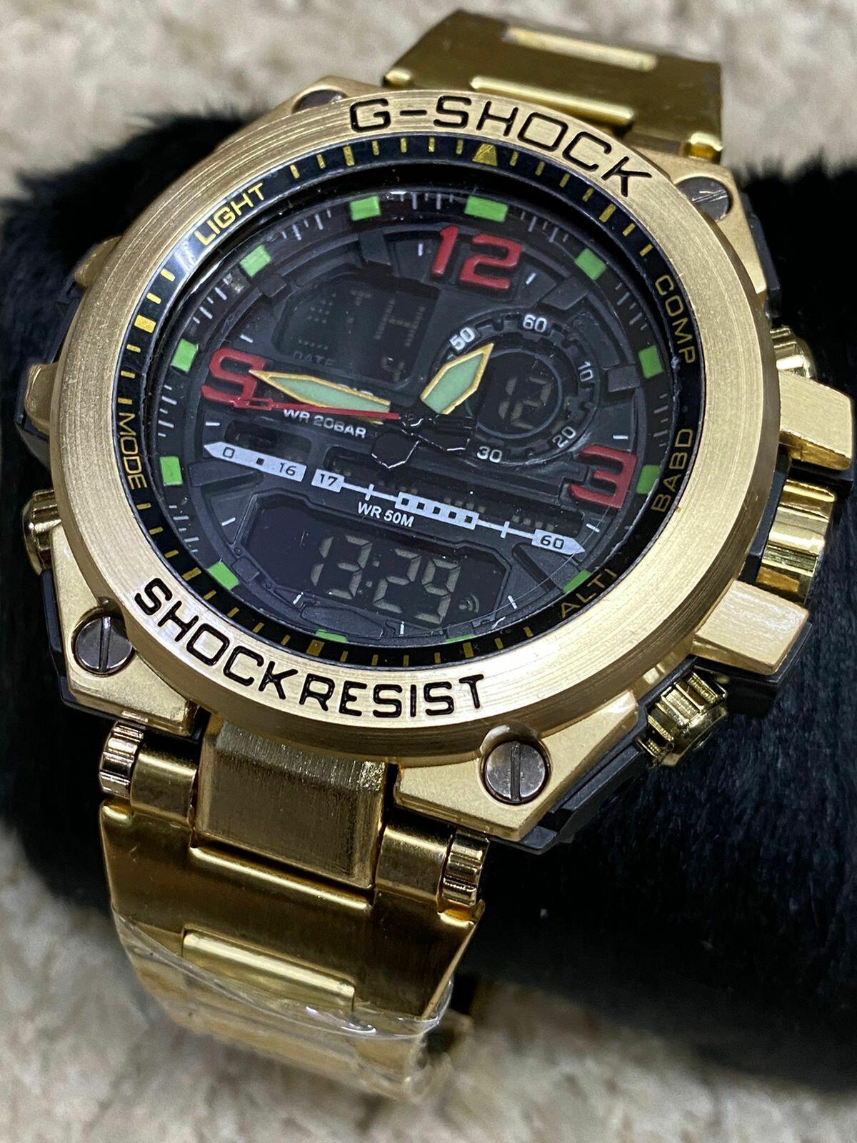 Relógio Masculino G-Shock Metal Iron Man 2022 P/aço Dourado red - Linha Gold a prova dagua