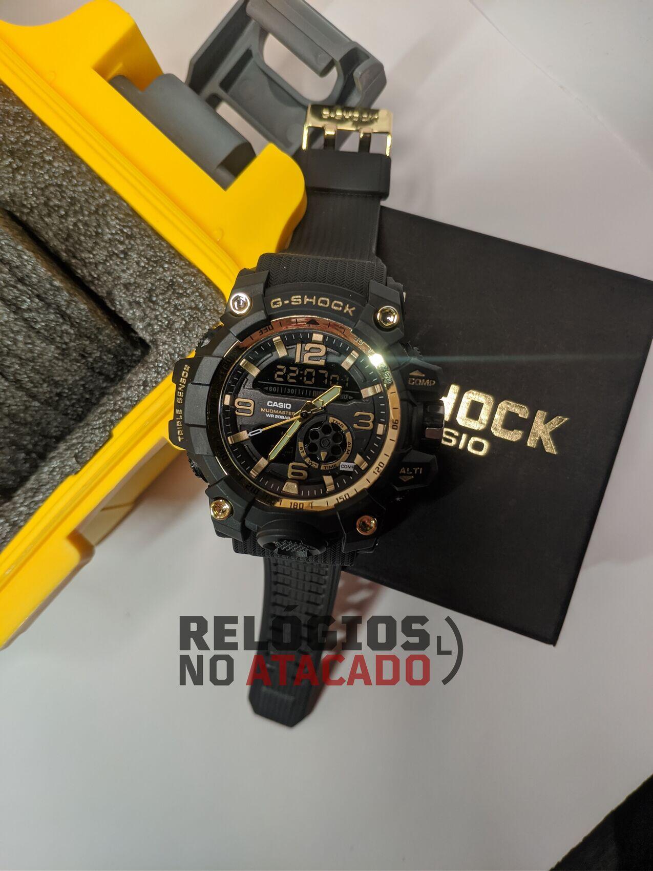 G-shock mudmaster GW1000 Preto / Dourado a prova dagua
