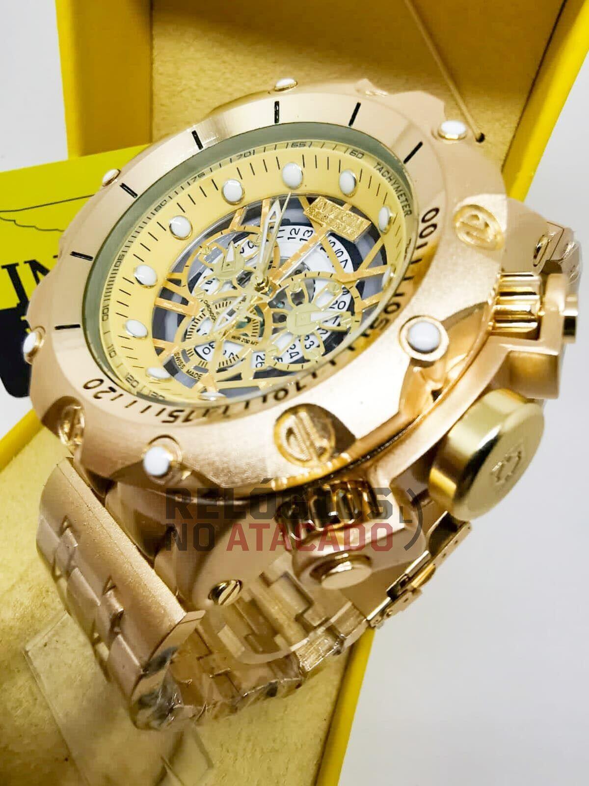 Comprar Relógio Masculino Invicta Venon Hybrid Skeleton Dourado a prova  dagua - R$149,99 - Rélógios no Atacado
