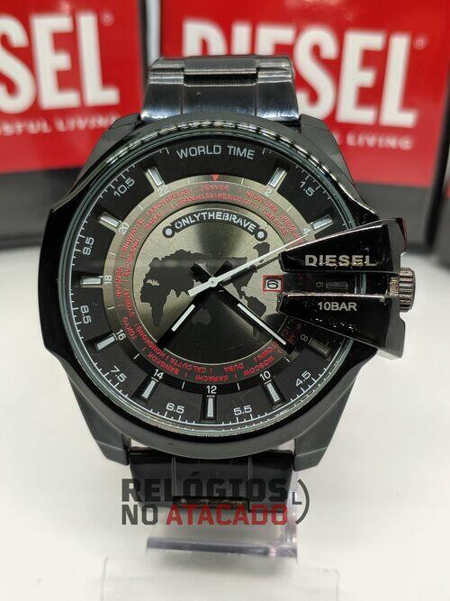 Diesel 10Bar world Pulseira de aço Preto