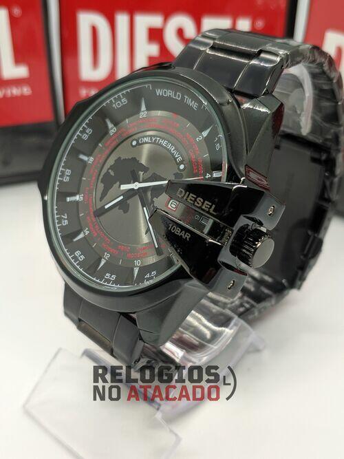 Diesel 10Bar world Pulseira de aço Preto