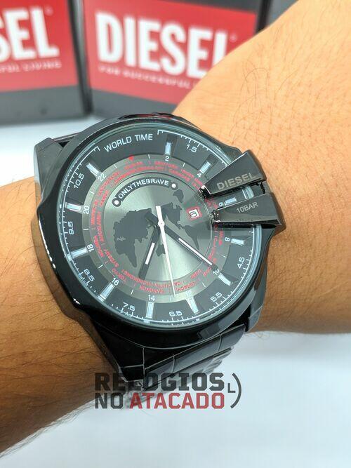 Diesel 10Bar world Pulseira de aço Preto