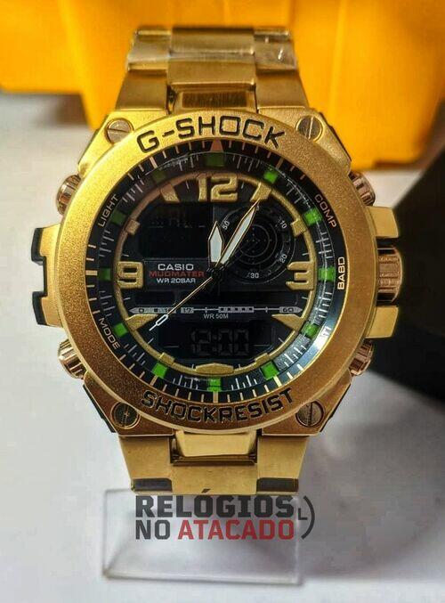 Relógio masculino militar G-Shock Metal Tokyo 2020 Gold - Pulseira de metal Dourada A prova d'agua