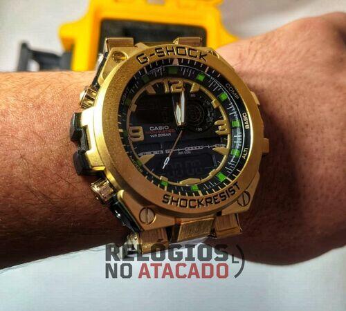 Relógio masculino militar G-Shock Metal Tokyo 2020 Gold - Pulseira de metal Dourada A prova d'agua