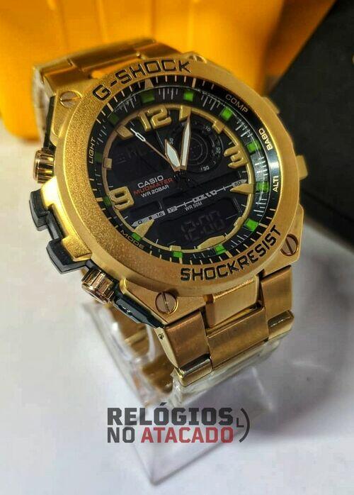 Relógio masculino militar G-Shock Metal Tokyo 2020 Gold - Pulseira de metal Dourada A prova d'agua
