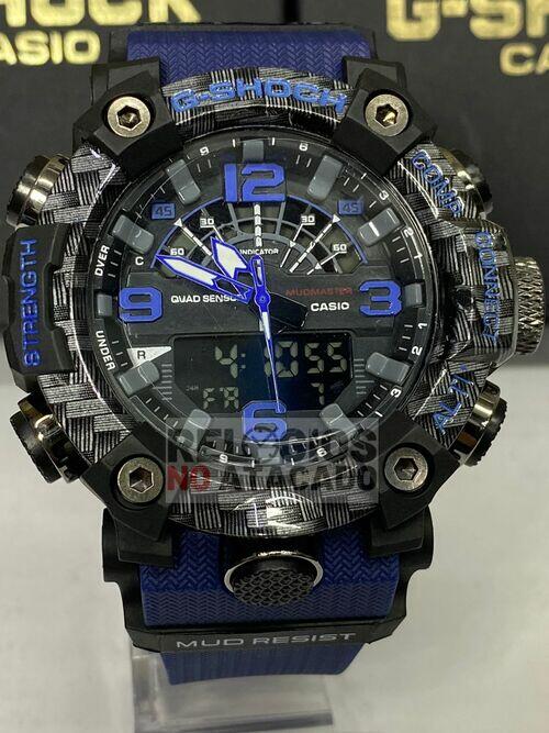 Relógio masculino G-shock Mudmaster Black out X Preto Azul