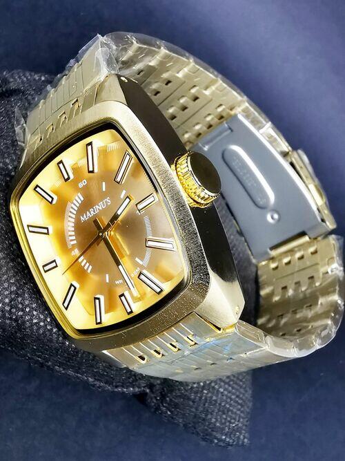 Relógio masculino Marinus Gold J3356 pulseira de aço