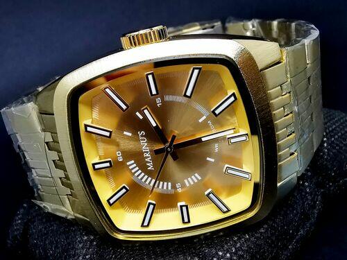 Relógio masculino Marinus Gold J3356 pulseira de aço