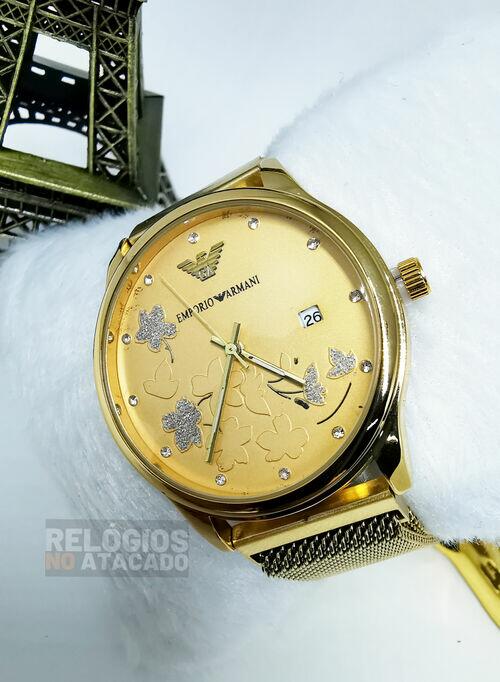 Relógio Empório Armani X Dourado Unissex Pulseira de imã