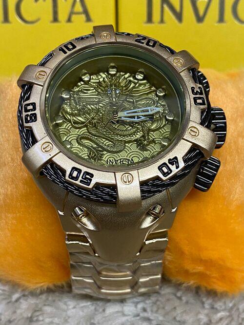 Relógio Masculino Invicta Thunderbolt Dragon dourado/preto Pulseira de Aço A prova dagua c/ caixa