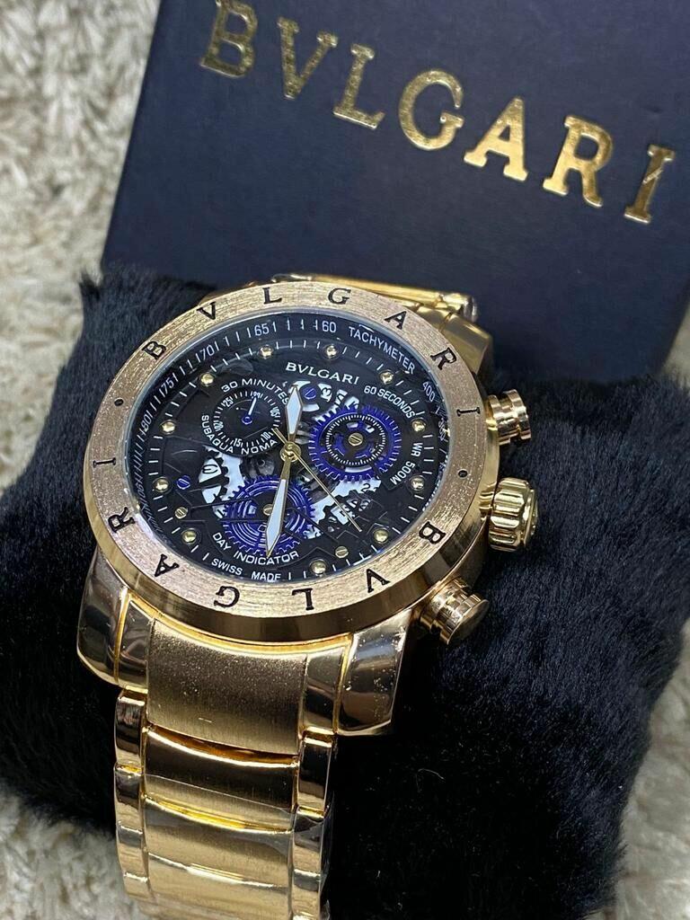 Comprar Relógio Bvlgari Skeleton dourado preto azul - R$109,99 - Rélógios  no Atacado