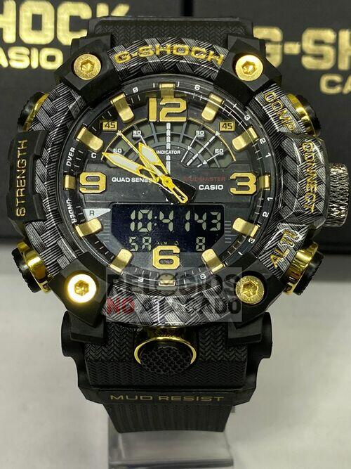 Relógio masculino G-shock Mudmaster Black out X Preto com detalhe dourado