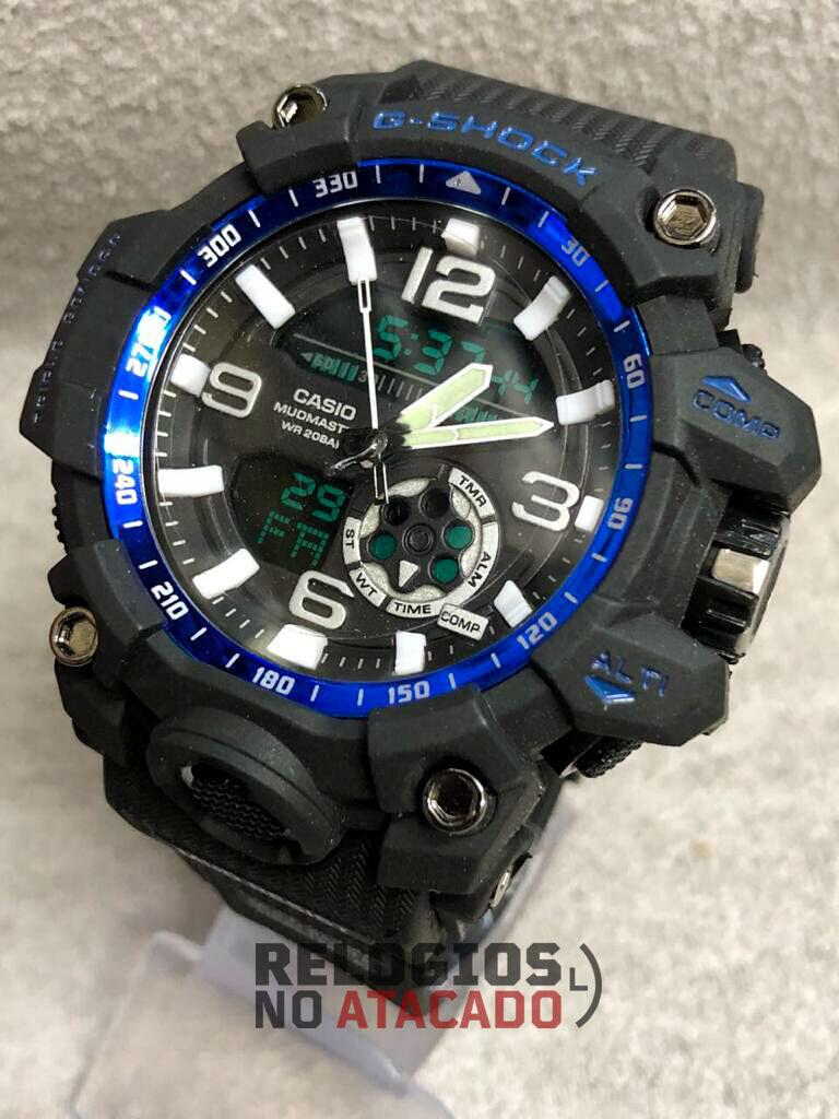 G-shock mudmaster GW1000 Preto / Azul a prova dagua
