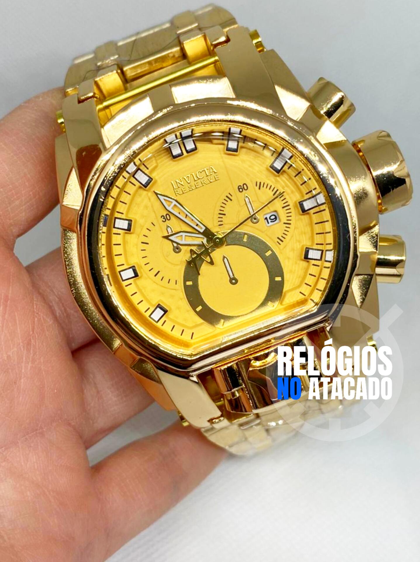 Relógio Masculino Invicta Zeus Magnum Dourado fundo Branco
