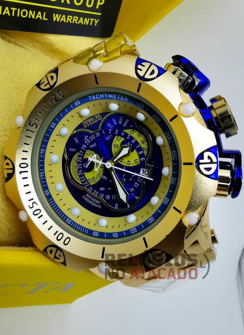 Relógio Masculino Invicta Venon Hybrid Dourado/AzulResistente a água - Com Caixa Premium