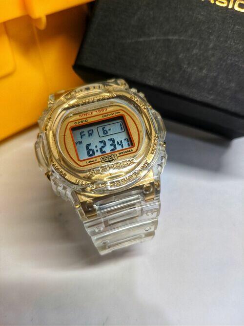 Relógio Masculino G-Shock Transparente Glacier Gold DW-5035E a prova d'agua