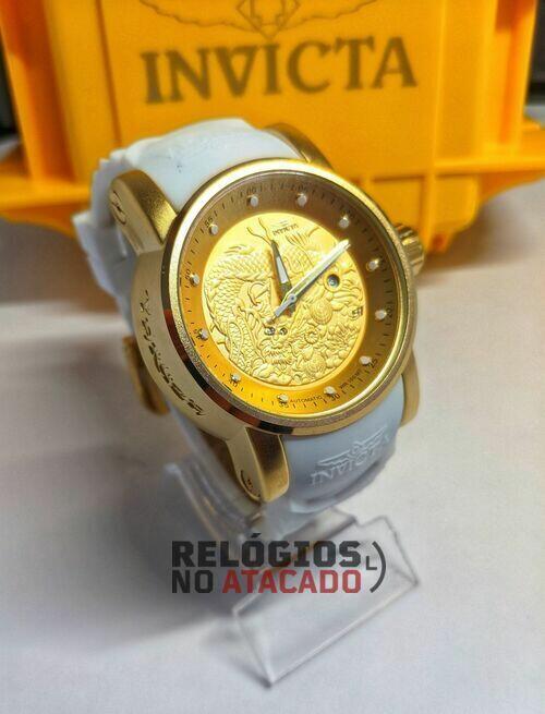 Relógio Invicta Yakuza - Dourado pulseira branca