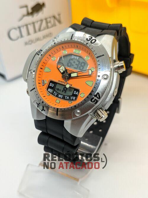 Relógio Citizen Aqualand masculino Laranja c/ caixa premium