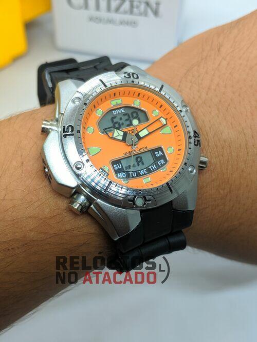 Relógio Citizen Aqualand masculino Laranja c/ caixa premium