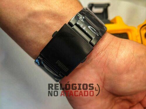Relógio Puma Preto ponteiro Azul a prova d'agua