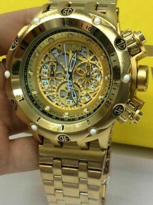 Relógio Invicta Venon Hybrid Dourado detalhe preto - Linha Ouro a prova d'agua