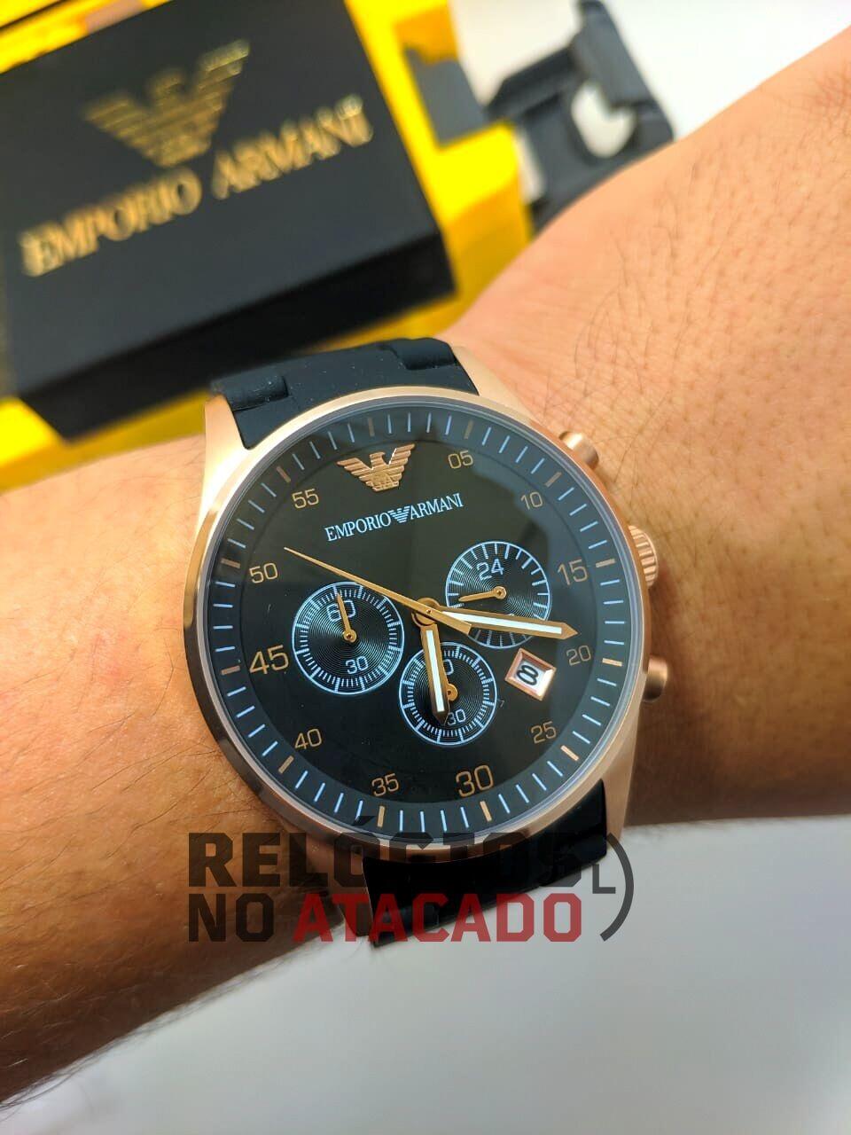 Comprar Relógio Emporio Armani Ar5905 Preto Rose Unissex Linha Luxo- 100%  Funcional - R$269,00 - Rélógios no Atacado