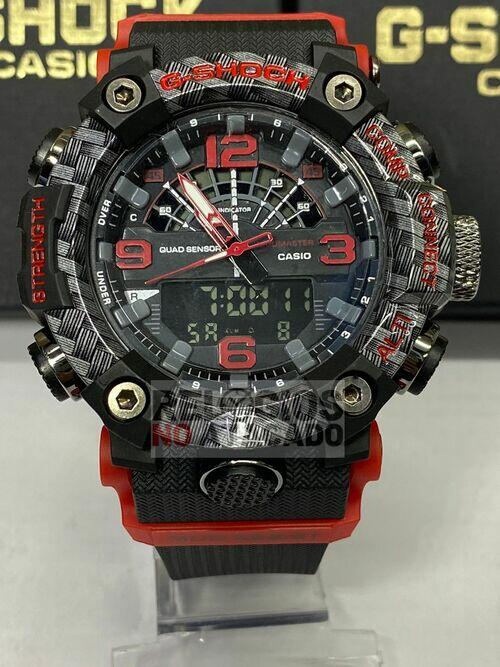 Relógio masculino G-shock Mudmaster Black out X Preto Red
