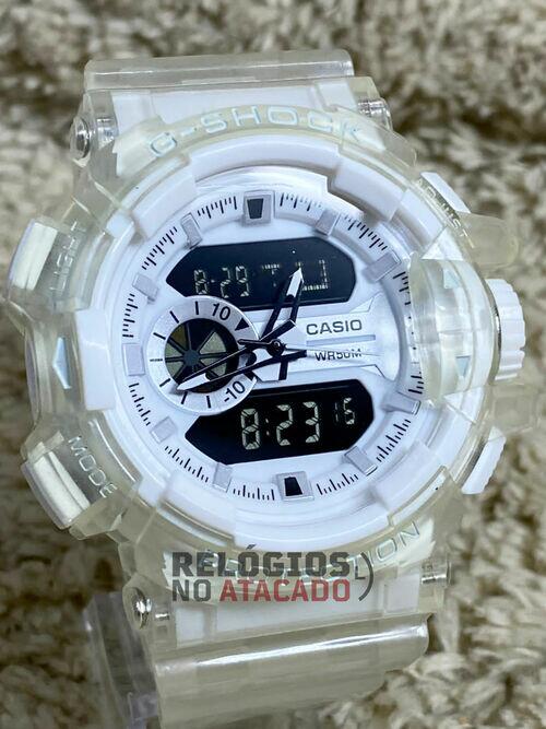 Relógio Masculino Casio G-Shock GA-400 Branco P/ Transparente de Borracha