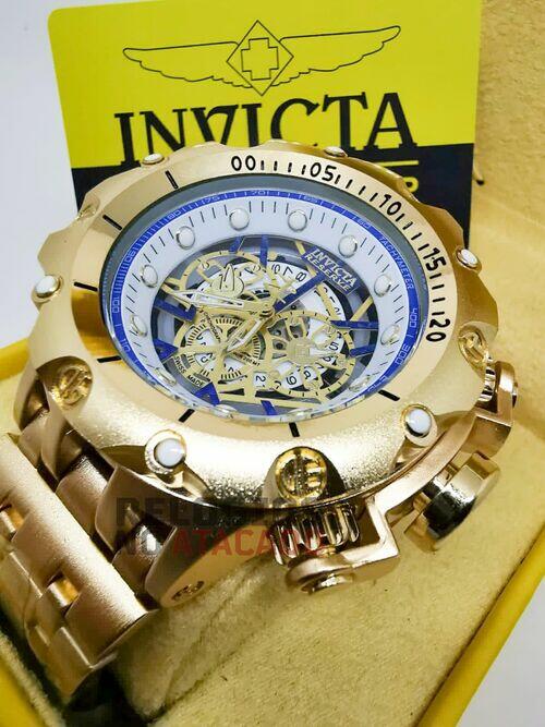 Relógio Masculino Invicta Venon Hybrid Skeleton Branco / Azul Resistente a água - Com Caixa Premium