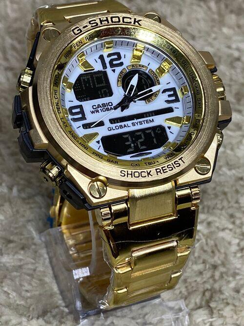 Relógio masculino G-Shock Metal Dourado/Branco linha Gold 2021