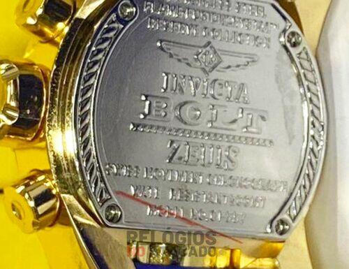 Relógio Masculino Invicta Zeus Magnum Linha Gold One Dourado Pulseira de Borracha Branca