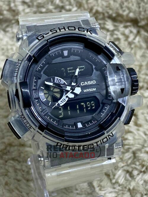 Relógio Masculino Casio G-Shock GA-400 Preto P/ Transparente de Borracha
