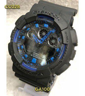 Relógio G-Shock Ga100 Preto/Azul Automático digital ponteiro a prova dagua