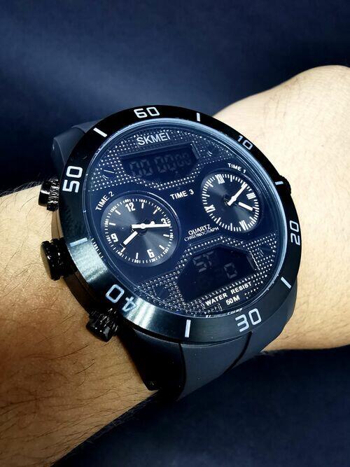 Relógio masculino SKMEI 3 Time Display Men Digital Watch Relógios de pulso
