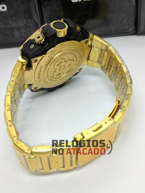 Relógio masculino G-Shock Metal Iron Man 2020 P/aço Dourado/Branco - Linha Gold a prova d'agua