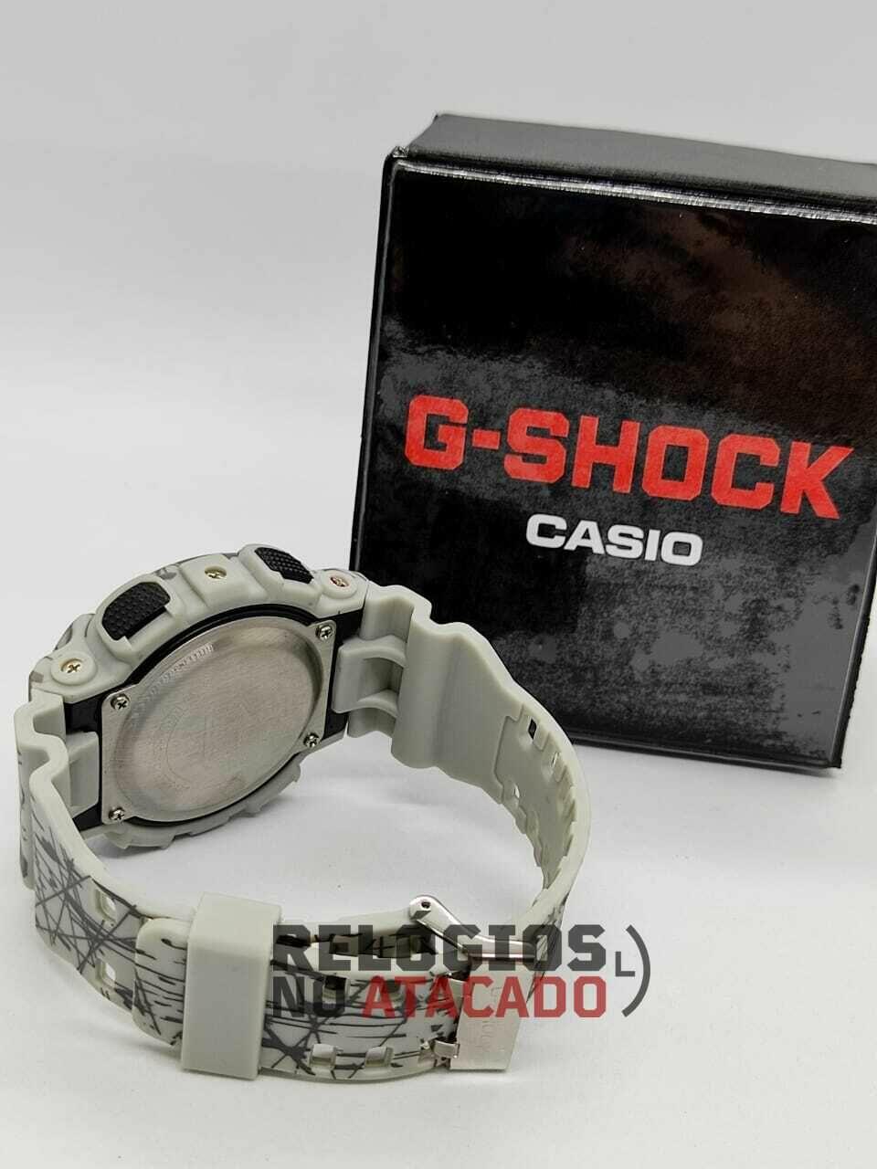 Relógio G-Shock Ga110 Cinza fundo preto Automático digital ponteiro a prova d'agua