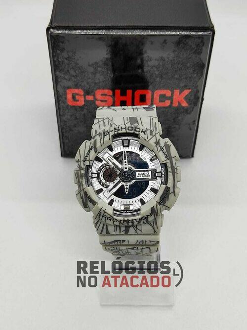 Relógio G-Shock Ga110 Cinza fundo preto Automático digital ponteiro a prova d'agua