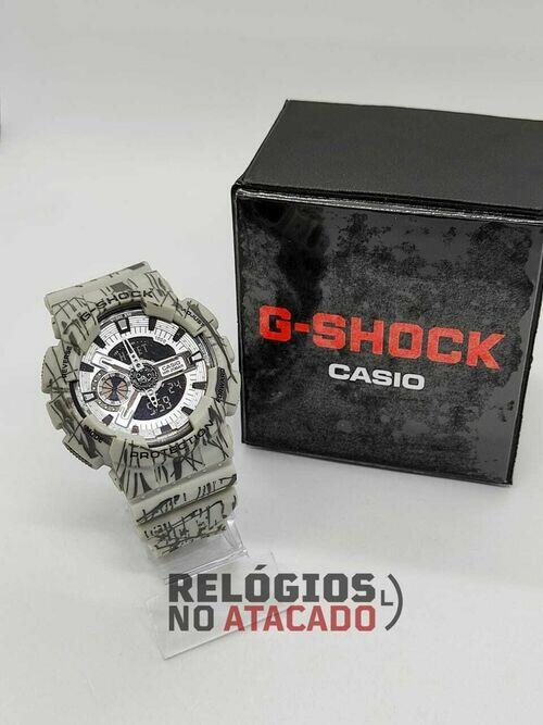 Relógio G-Shock Ga110 Cinza fundo preto Automático digital ponteiro a prova d'agua