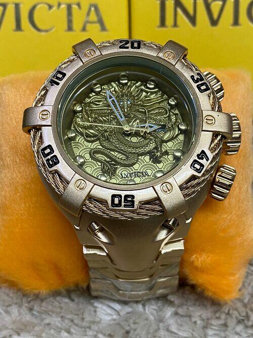 Relógio Masculino Invicta Thunderbolt Dragon dourado Pulseira de Aço A prova dagua c/caixa