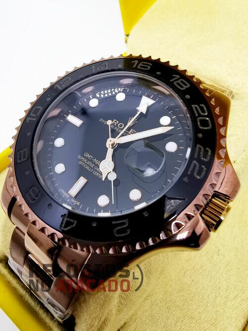 Relógio Masculino Rolex GMT Master ll Marrom / Preto Pulseira de aço