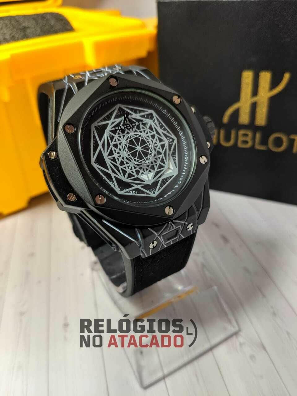 Relógio Hublot Sang Bleu Preto P/Couro