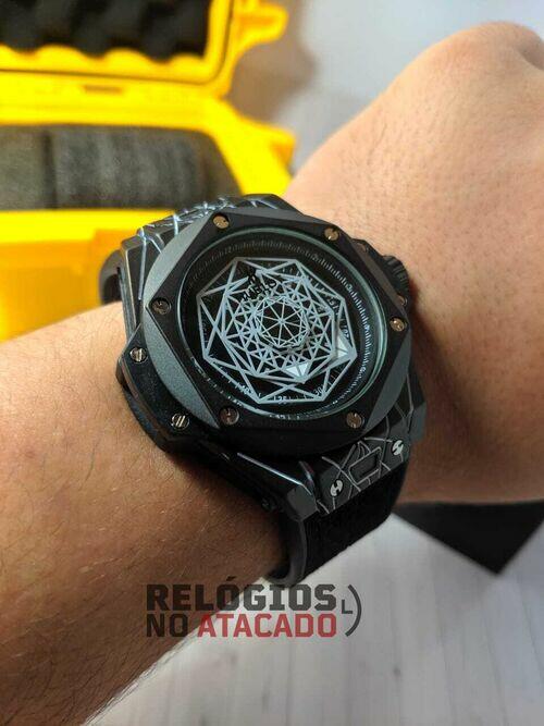 Relógio Hublot Sang Bleu Preto P/Couro