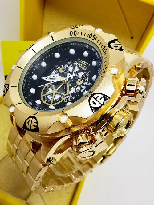 Relógio Masculino Invicta Venon Hybrid Skeleton Dourado/Preto Resistente a água - Com Caixa Premium