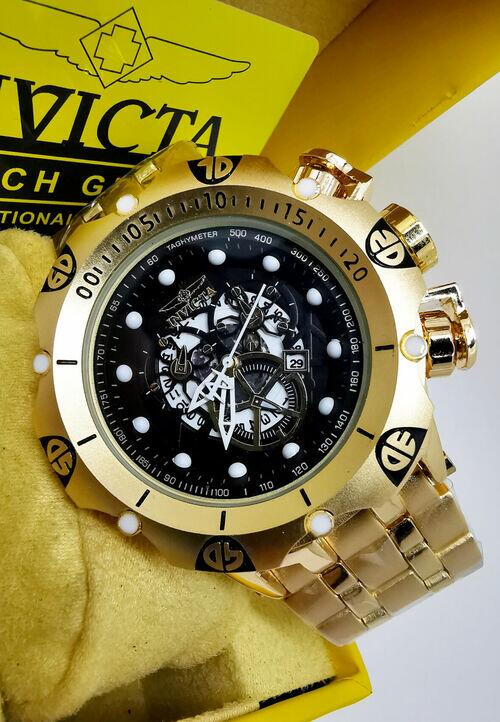 Relógio Masculino Invicta Venon Hybrid Skeleton Dourado/Preto Resistente a água - Com Caixa Premium