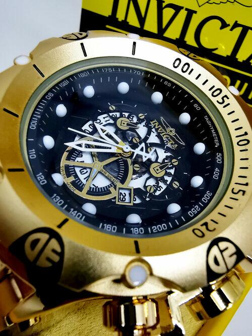 Relógio Masculino Invicta Venon Hybrid Skeleton Dourado/Preto Resistente a água - Com Caixa Premium